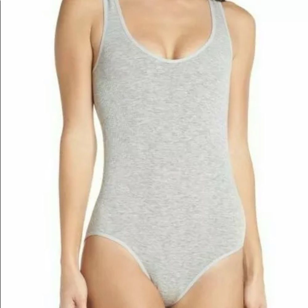 Make + Model M gray rib tank bodysuit 0206 NEW Nordstrom